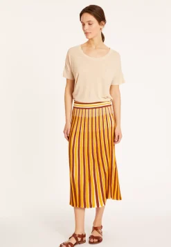 Maison Montagut T-Shirts>T-Shirt Ample Col Rond En Lin Flamme - Pavot