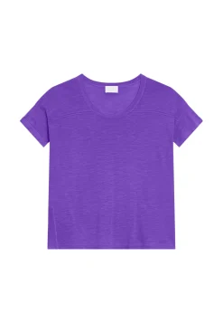 Maison Montagut T-Shirts>T-Shirt Ample Col Rond En Lin Flamme - Pavot