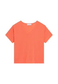 Maison Montagut T-Shirts>T-Shirt Ample Col V En Coton Brosse - Maden