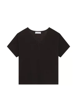 Maison Montagut T-Shirts>T-Shirt Ample Col V En Coton Brosse - Maden