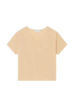 Maison Montagut T-Shirts>T-Shirt Ample Col V En Coton Brosse - Maden