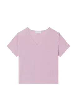 Maison Montagut T-Shirts>T-Shirt Ample Col V En Coton Brosse - Maden