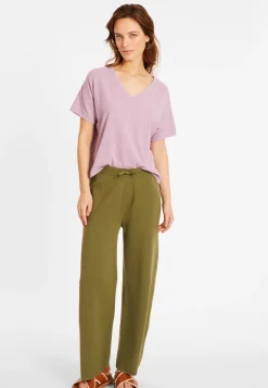 Maison Montagut T-Shirts>T-Shirt Ample Col V En Coton Brosse - Maden