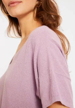 Maison Montagut T-Shirts>T-Shirt Ample Col V En Coton Brosse - Maden