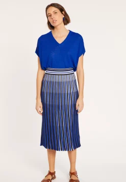 Maison Montagut T-Shirts>T-Shirt Ample Col V En Lin Flamme - Marra