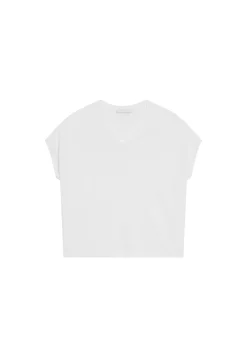 Maison Montagut T-Shirts>T-Shirt Ample Col V En Lin Flamme - Marra