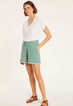 Maison Montagut T-Shirts>T-Shirt Ample Col V En Lin Flamme - Marra