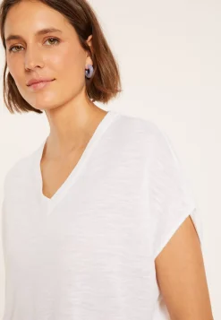 Maison Montagut T-Shirts>T-Shirt Ample Col V En Lin Flamme - Marra