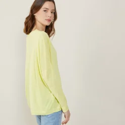Maison Montagut T-Shirts>T-Shirt Ample Col V En Lin Flamme - Beja