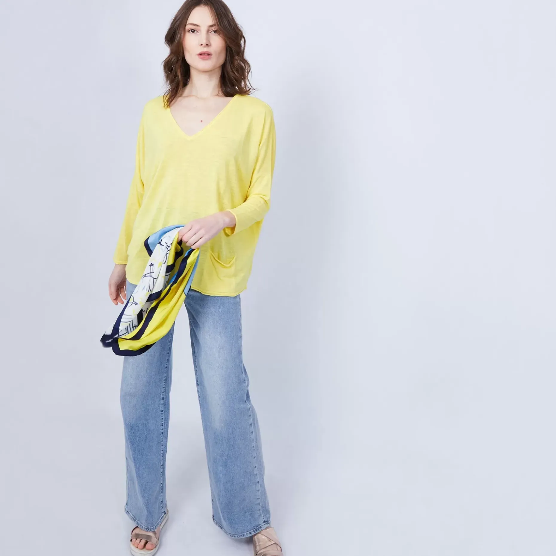 Maison Montagut T-Shirts>T-Shirt Ample Col V - Malou