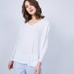 Maison Montagut T-Shirts>T-Shirt Ample Col V - Malou