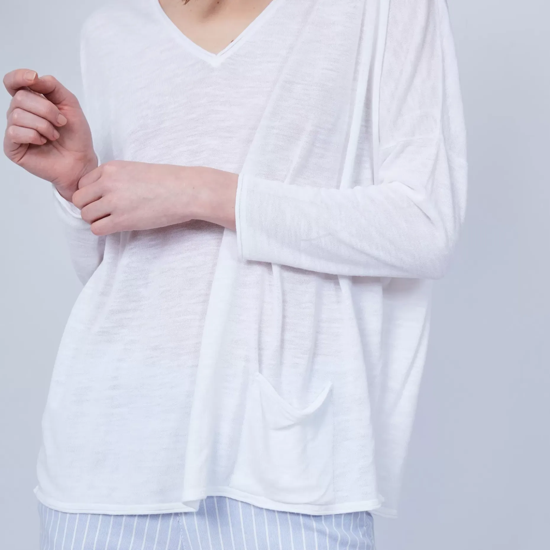 Maison Montagut T-Shirts>T-Shirt Ample Col V - Malou