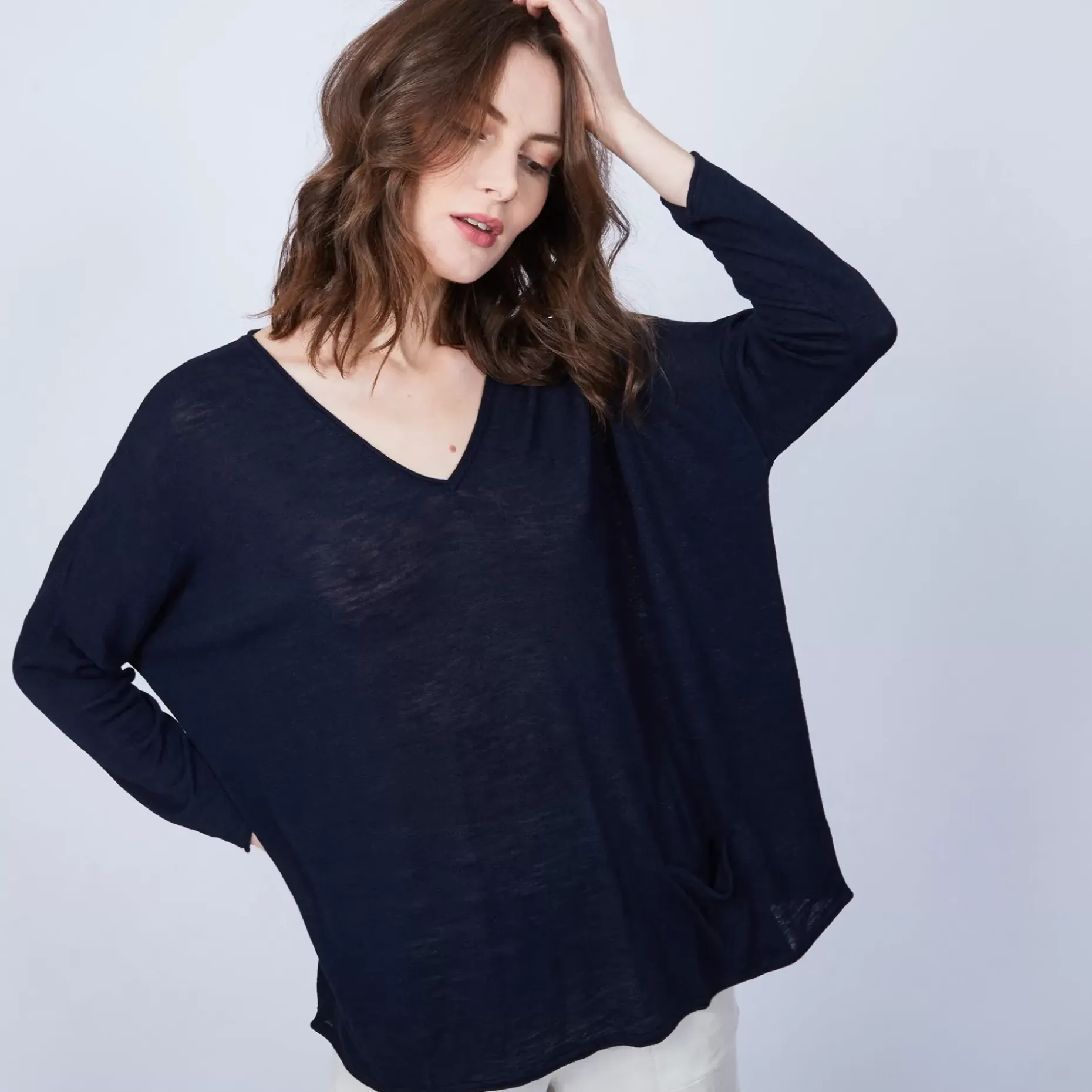 Maison Montagut T-Shirts>T-Shirt Ample Col V - Malou