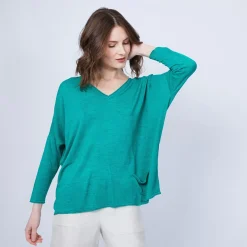 Maison Montagut T-Shirts>T-Shirt Ample Col V - Malou