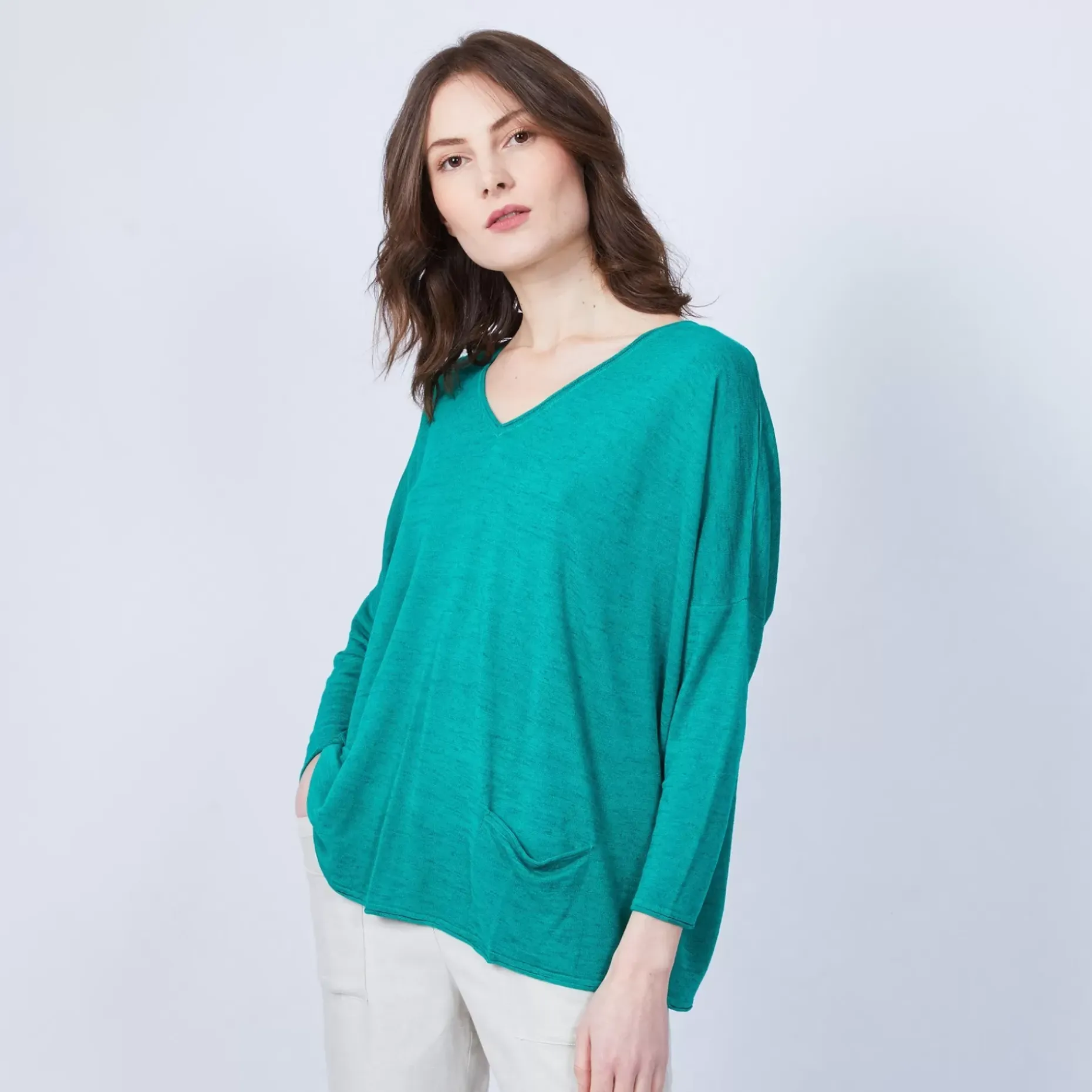 Maison Montagut T-Shirts>T-Shirt Ample Col V - Malou