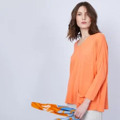 Maison Montagut T-Shirts>T-Shirt Ample Col V - Malou