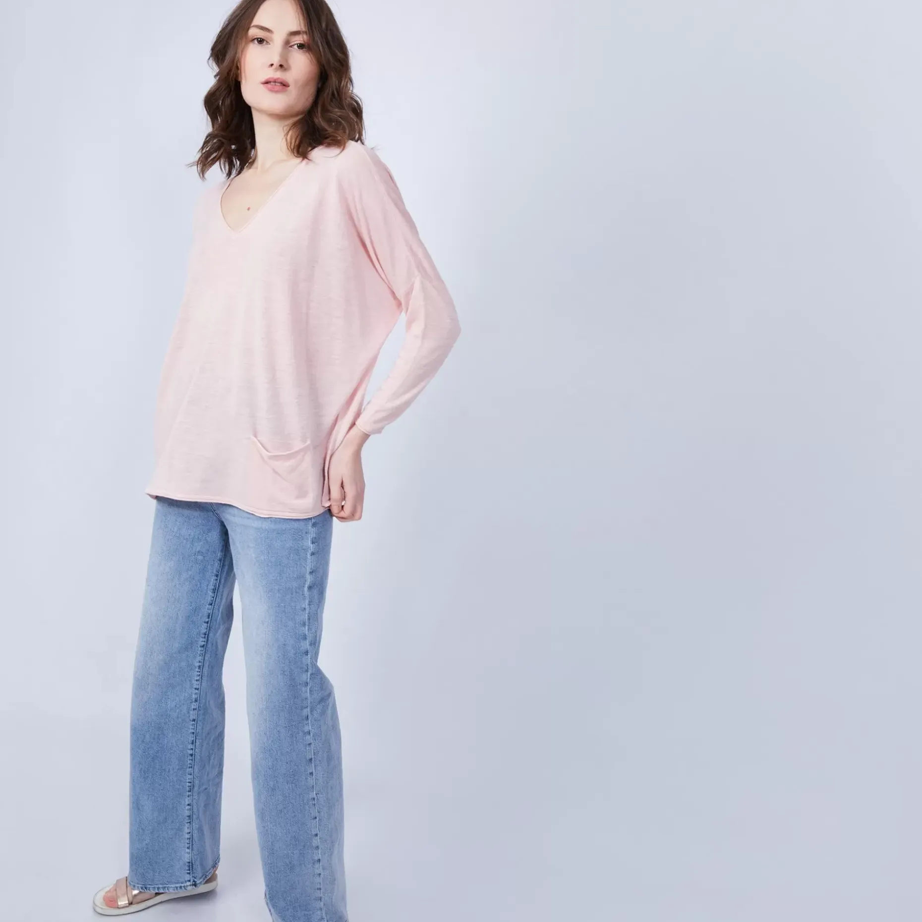 Maison Montagut T-Shirts>T-Shirt Ample Col V - Malou