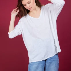 Maison Montagut T-Shirts>T-Shirt Ample En Lin Flamme - Balou