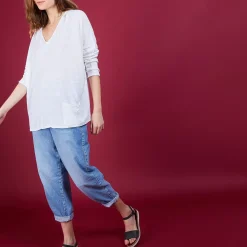 Maison Montagut T-Shirts>T-Shirt Ample En Lin Flamme - Balou