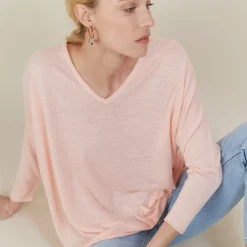 Maison Montagut T-Shirts>T-Shirt Ample En Lin Flamme - Balou