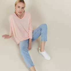 Maison Montagut T-Shirts>T-Shirt Ample En Lin Flamme - Balou