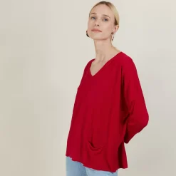 Maison Montagut T-Shirts>T-Shirt Ample En Lin Flamme - Balou