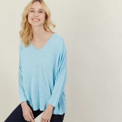Maison Montagut T-Shirts>T-Shirt Ample En Lin Flamme - Balou
