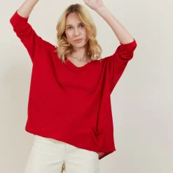 Maison Montagut T-Shirts>T-Shirt Ample En Lin Flamme - Balou