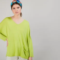 Maison Montagut T-Shirts>T-Shirt Ample En Lin Flamme - Balou