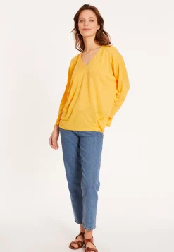 Maison Montagut T-Shirts>T-Shirt Ample En Lin Flamme - Balou