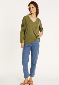 Maison Montagut T-Shirts>T-Shirt Ample En Lin Flamme - Balou