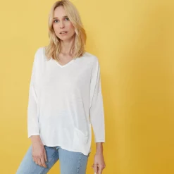 Maison Montagut T-Shirts>T-Shirt Ample En Lin Flamme - Balou