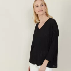 Maison Montagut T-Shirts>T-Shirt Ample En Lin Flamme - Balou