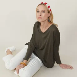 Maison Montagut T-Shirts>T-Shirt Ample En Lin Flamme - Balou