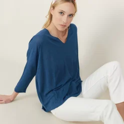 Maison Montagut T-Shirts>T-Shirt Ample En Lin Flamme - Balou