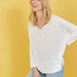 Maison Montagut T-Shirts>T-Shirt Ample En Lin Flamme - Balou