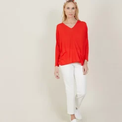Maison Montagut T-Shirts>T-Shirt Ample En Lin Flamme - Balou