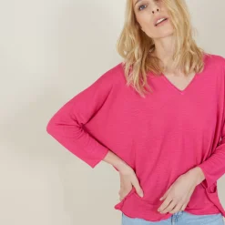Maison Montagut T-Shirts>T-Shirt Ample En Lin Flamme - Balou