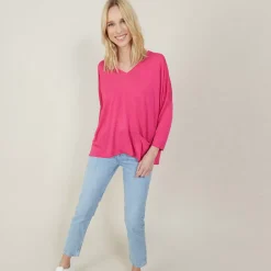 Maison Montagut T-Shirts>T-Shirt Ample En Lin Flamme - Balou