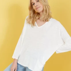 Maison Montagut T-Shirts>T-Shirt Ample En Lin Flamme - Balou