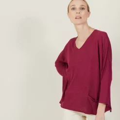 Maison Montagut T-Shirts>T-Shirt Ample En Lin Flamme - Balou