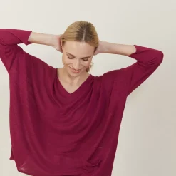 Maison Montagut T-Shirts>T-Shirt Ample En Lin Flamme - Balou
