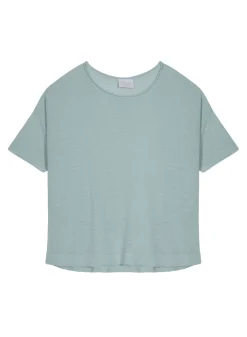 Maison Montagut T-Shirts>T-Shirt Ample Manches Coudes En Lin Flamme - Taslim