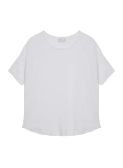 Maison Montagut T-Shirts>T-Shirt Ample Manches Coudes En Lin Flamme - Taslim
