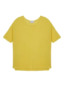 Maison Montagut T-Shirts>T-Shirt Ample Manches Coudes En Lin Flamme - Taslim