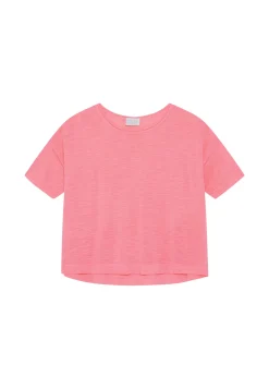 Maison Montagut T-Shirts>T-Shirt Ample Manches Coudes En Lin Flamme - Taslim