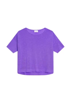 Maison Montagut T-Shirts>T-Shirt Ample Manches Coudes En Lin Flamme - Taslim