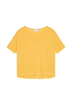 Maison Montagut T-Shirts>T-Shirt Ample Manches Coudes En Lin Flamme - Taslim