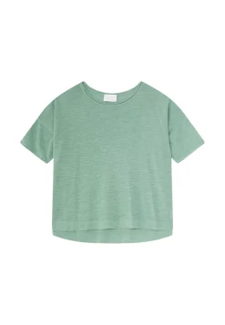 Maison Montagut T-Shirts>T-Shirt Ample Manches Coudes En Lin Flamme - Taslim