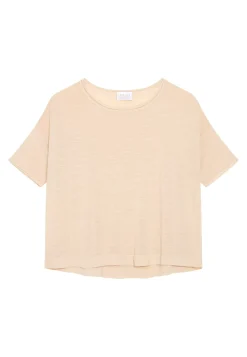 Maison Montagut T-Shirts>T-Shirt Ample Manches Coudes En Lin Flamme - Taslim